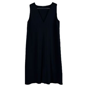 Calvin Klein Collection Wool Knit V Neck Cocktail Sweater Dress Black Size L